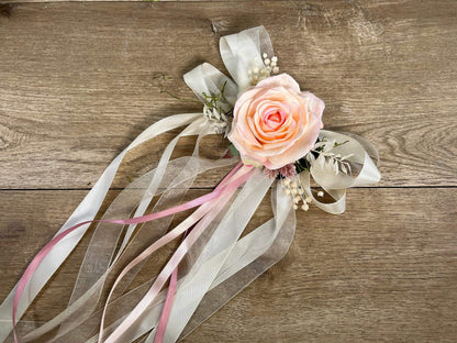2 Autoschleifen für Seitenspiegel Trockenblumen Seidenblumen Kirchenbank in Wunschfarbe große Schleife Dekoration Rose – handgemacht aus Seiden- und Kunstblumen, langlebig & pflegeleicht von SarahsFlowerStudio