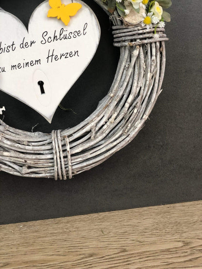 Türkranz 35cm Türdeko Türschmuck Herz Modern ganzjährig Tür Schmuck Herbst – handgemacht aus Seiden- und Kunstblumen, langlebig & pflegeleicht von SarahsFlowerStudio