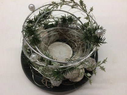 Grabgesteck Florales Windlicht Allerheiligen mit Kerze 20cm Grabdeko Grabdekoration – handgemacht aus Seiden- und Kunstblumen, langlebig & pflegeleicht von SarahsFlowerStudio