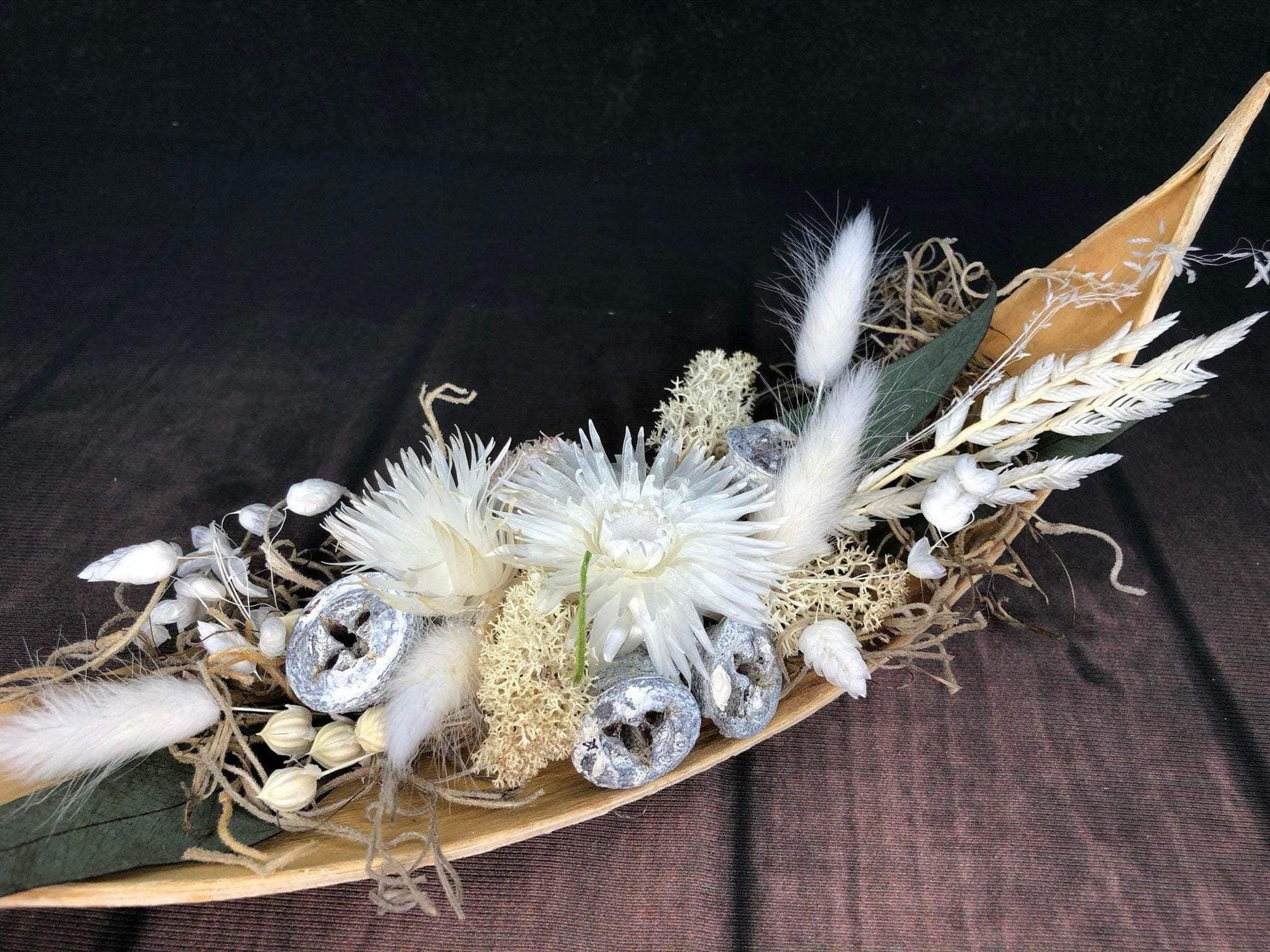 Tischgesteck Tischdeko Deko Strohblume Gräser Trockenblumen Trockenmaterial Natur natürlich dried bouquet dried Flowers – handgemacht aus Seiden- und Kunstblumen, langlebig & pflegeleicht von SarahsFlowerStudio
