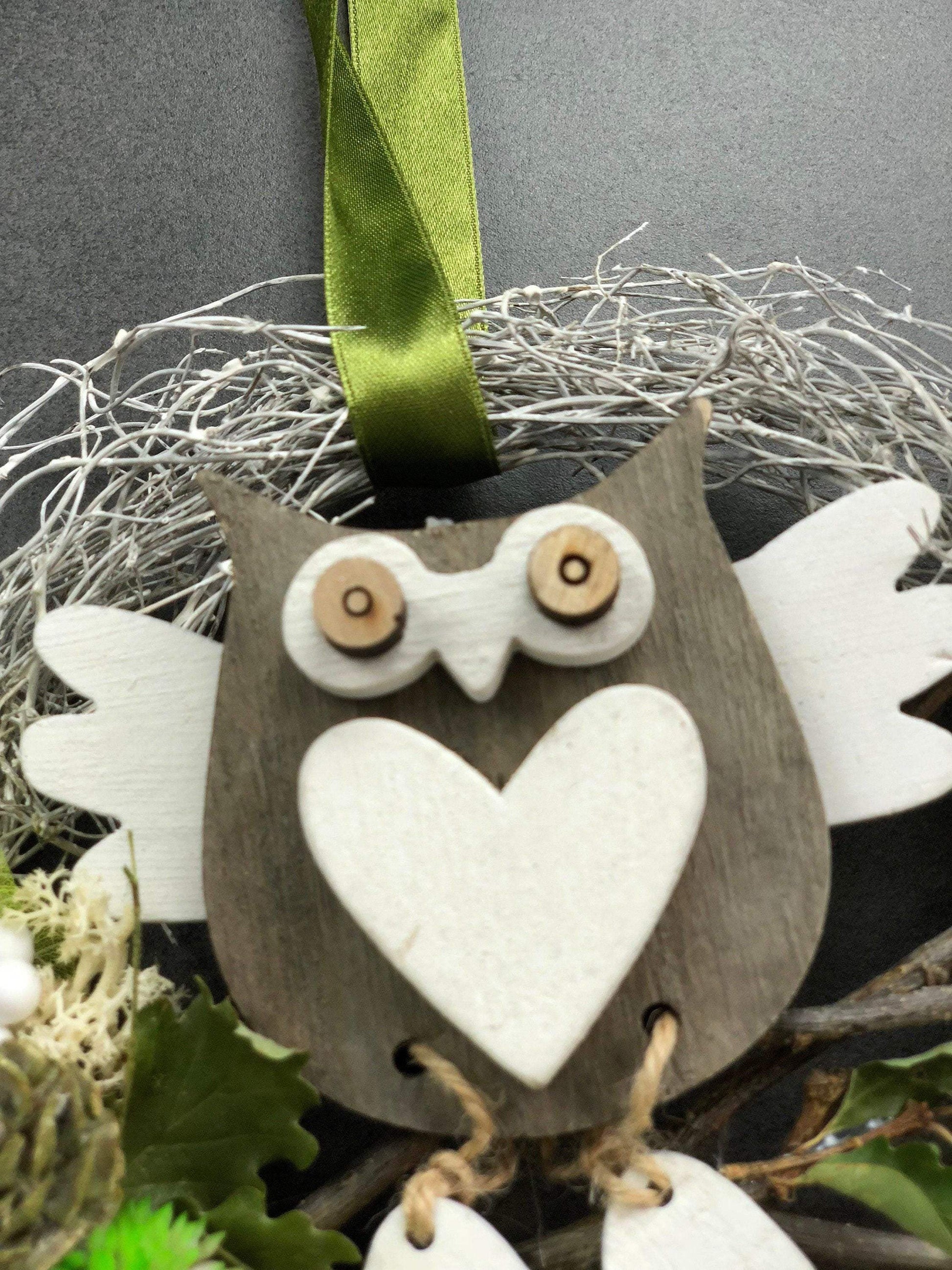 Türkranz 22cm Türdeko Türschmuck Eule Modern Tür Schmuck Herbst herbstlich ganzjährig Herbst – handgemacht aus Seiden- und Kunstblumen, langlebig & pflegeleicht von SarahsFlowerStudio