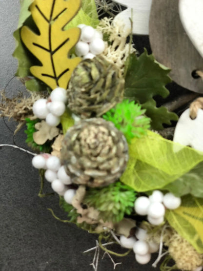 Türkranz 22cm Türdeko Türschmuck Eule Modern Tür Schmuck Herbst herbstlich ganzjährig Herbst – handgemacht aus Seiden- und Kunstblumen, langlebig & pflegeleicht von SarahsFlowerStudio