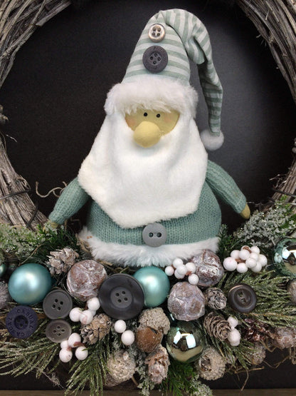 Advent Türkranz Türdeko Türschmuck Weihnachten Weidenkranz Wichtel 37cm Modern – handgemacht aus Seiden- und Kunstblumen, langlebig & pflegeleicht von SarahsFlowerStudio