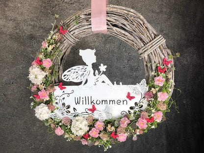 Türkranz Türdeko Türschmuck Kirschblüten Fee Willkommen Modern ganzjährig Tür Schmuck Herbst – handgemacht aus Seiden- und Kunstblumen, langlebig & pflegeleicht von SarahsFlowerStudio