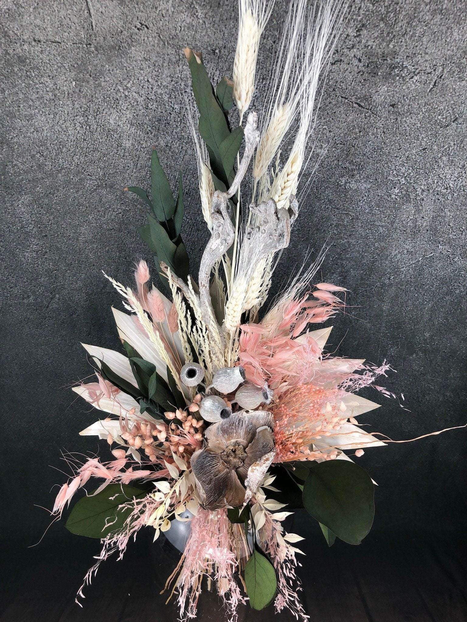 Trockenblumenstrauß Strauß Gräser mit Exoten Tischgesteck Gräser Trockenblumen Trockenmaterial Natur natürlich dried bouquet dried Flowers – handgemacht aus Seiden- und Kunstblumen, langlebig & pflegeleicht von SarahsFlowerStudio