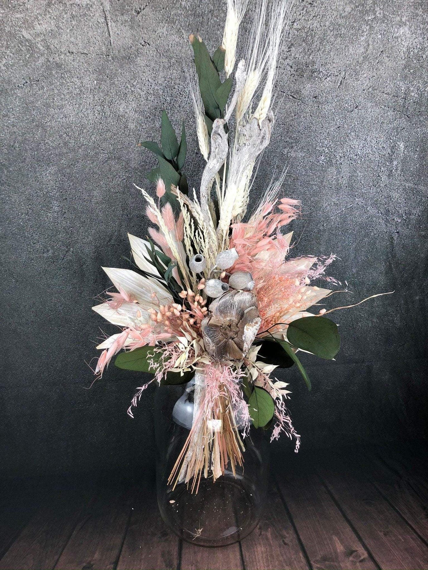 Trockenblumenstrauß Strauß Gräser mit Exoten Tischgesteck Gräser Trockenblumen Trockenmaterial Natur natürlich dried bouquet dried Flowers – handgemacht aus Seiden- und Kunstblumen, langlebig & pflegeleicht von SarahsFlowerStudio