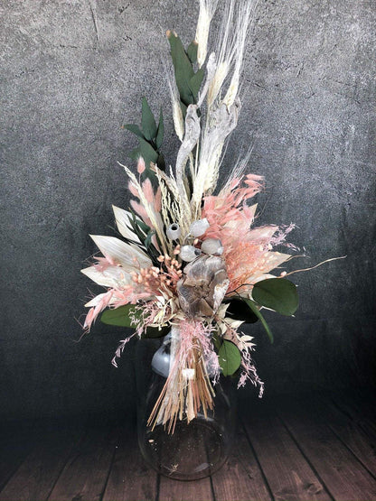 Trockenblumenstrauß Strauß Gräser mit Exoten Tischgesteck Gräser Trockenblumen Trockenmaterial Natur natürlich dried bouquet dried Flowers – handgemacht aus Seiden- und Kunstblumen, langlebig & pflegeleicht von SarahsFlowerStudio