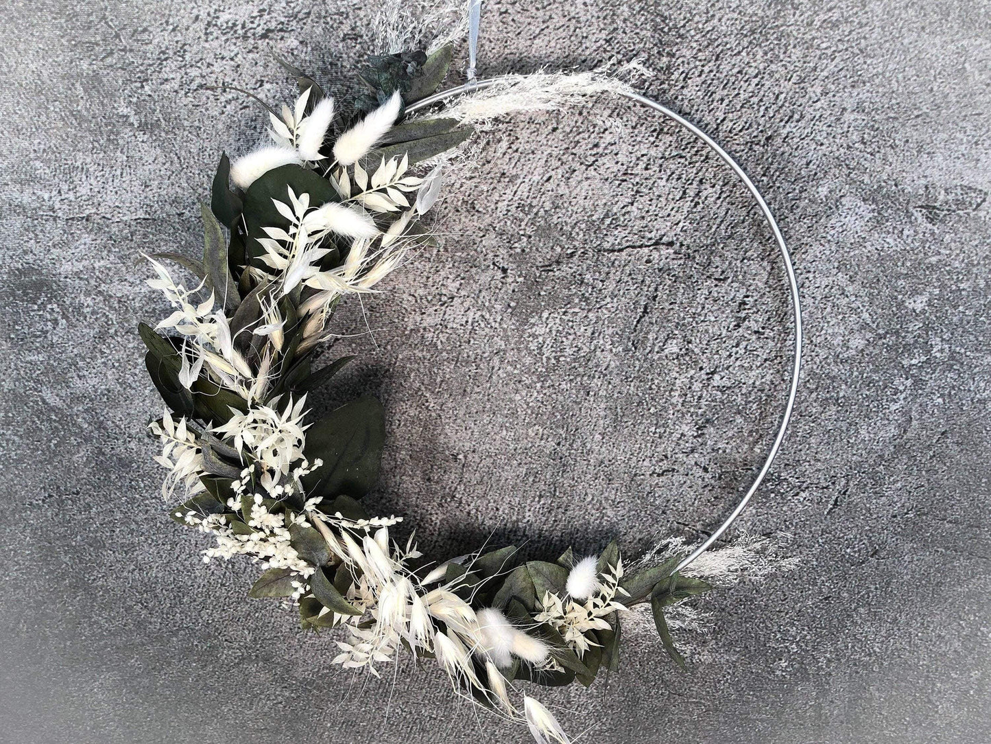Türkranz Kranz Ring Eukalyptus Gräser Wandkranz Trockenblumen Natur natürlich Hoop Herbst Herbstlich – handgemacht aus Seiden- und Kunstblumen, langlebig & pflegeleicht von SarahsFlowerStudio