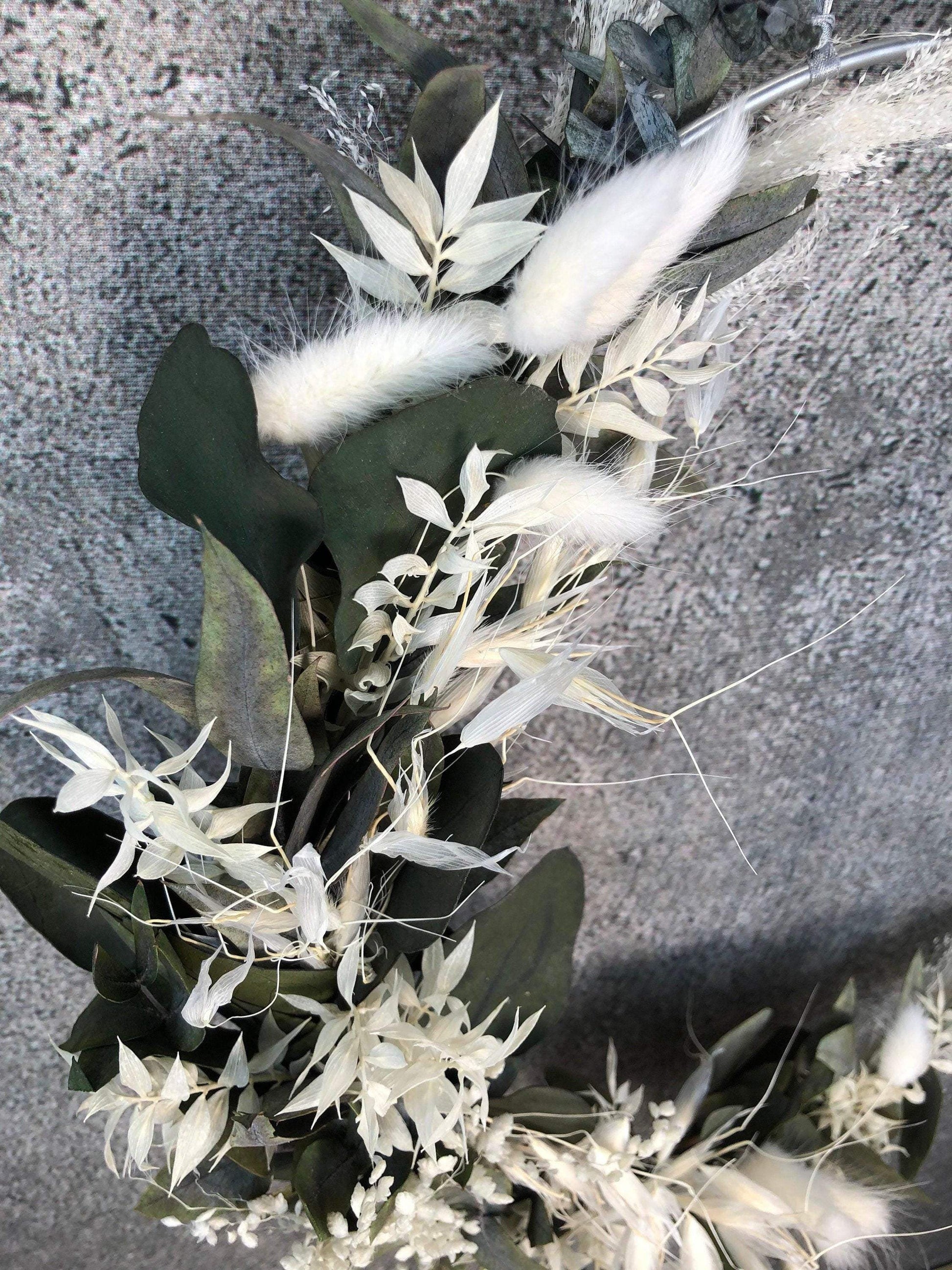 Türkranz Kranz Ring Eukalyptus Gräser Wandkranz Trockenblumen Natur natürlich Hoop Herbst Herbstlich – handgemacht aus Seiden- und Kunstblumen, langlebig & pflegeleicht von SarahsFlowerStudio