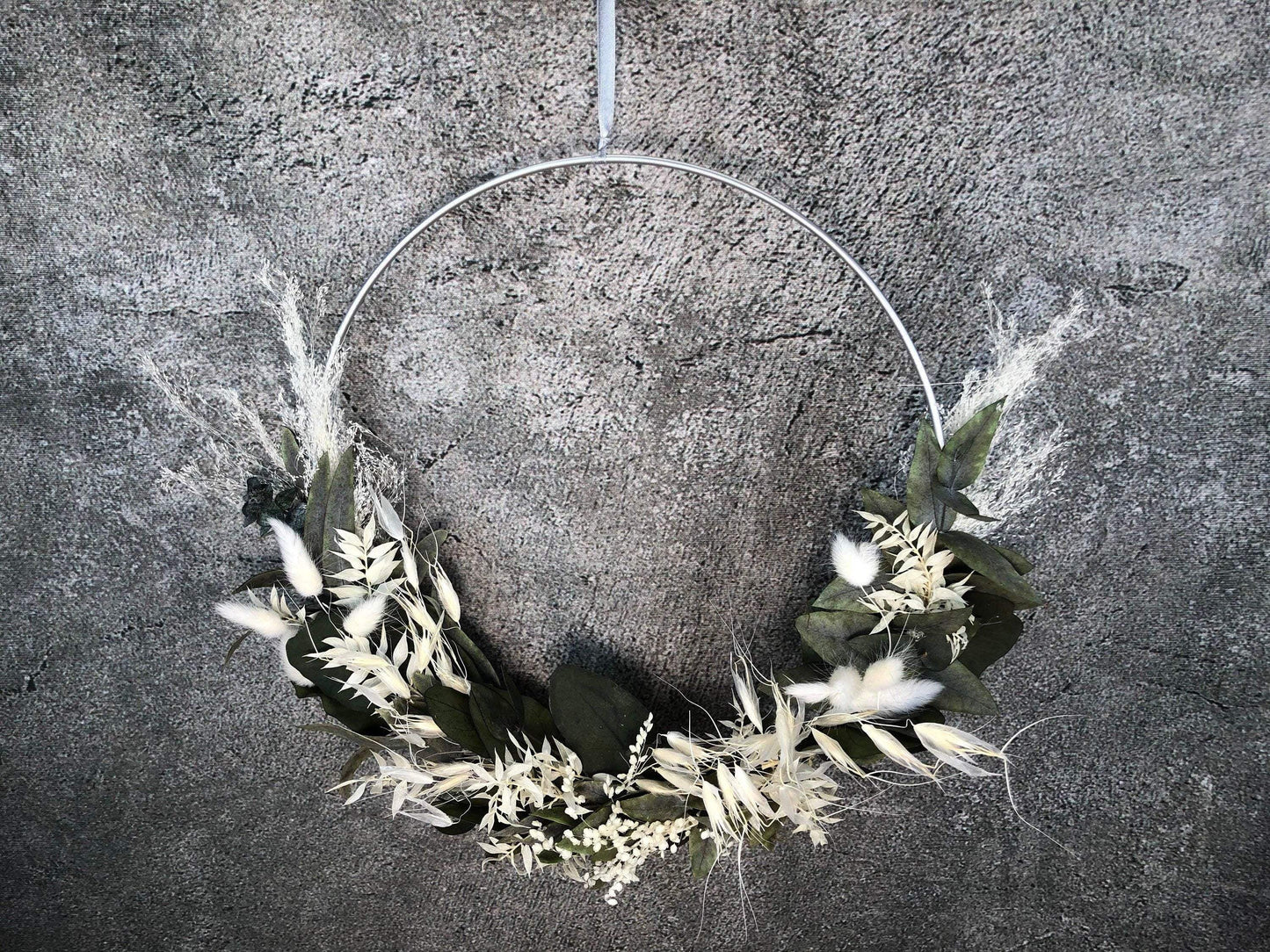 Türkranz Kranz Ring Eukalyptus Gräser Wandkranz Trockenblumen Natur natürlich Hoop Herbst Herbstlich – handgemacht aus Seiden- und Kunstblumen, langlebig & pflegeleicht von SarahsFlowerStudio