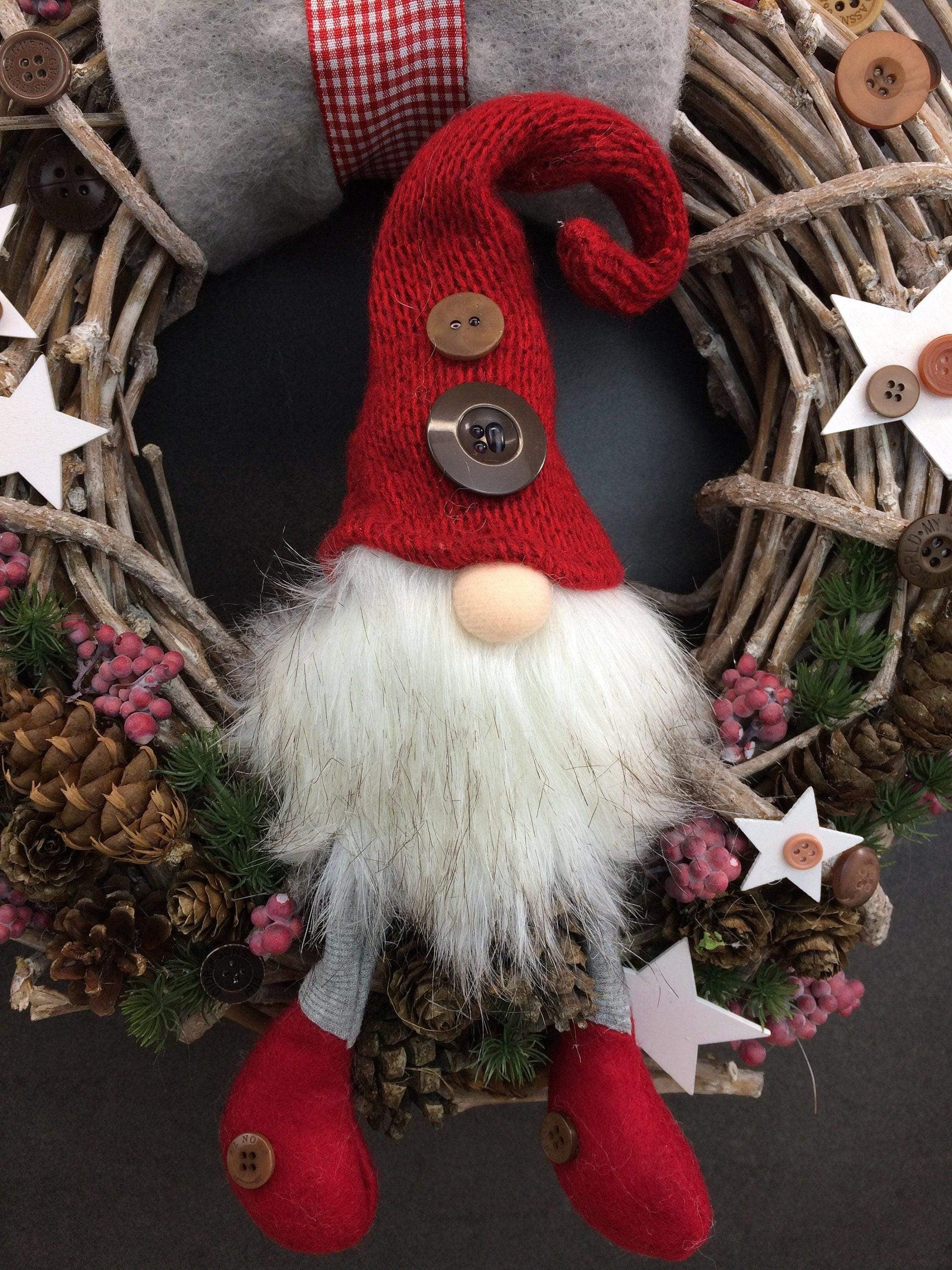 Advent Türkranz Türdeko Türschmuck Weihnachten Weidenkranz Wichtel – handgemacht aus Seiden- und Kunstblumen, langlebig & pflegeleicht von SarahsFlowerStudio