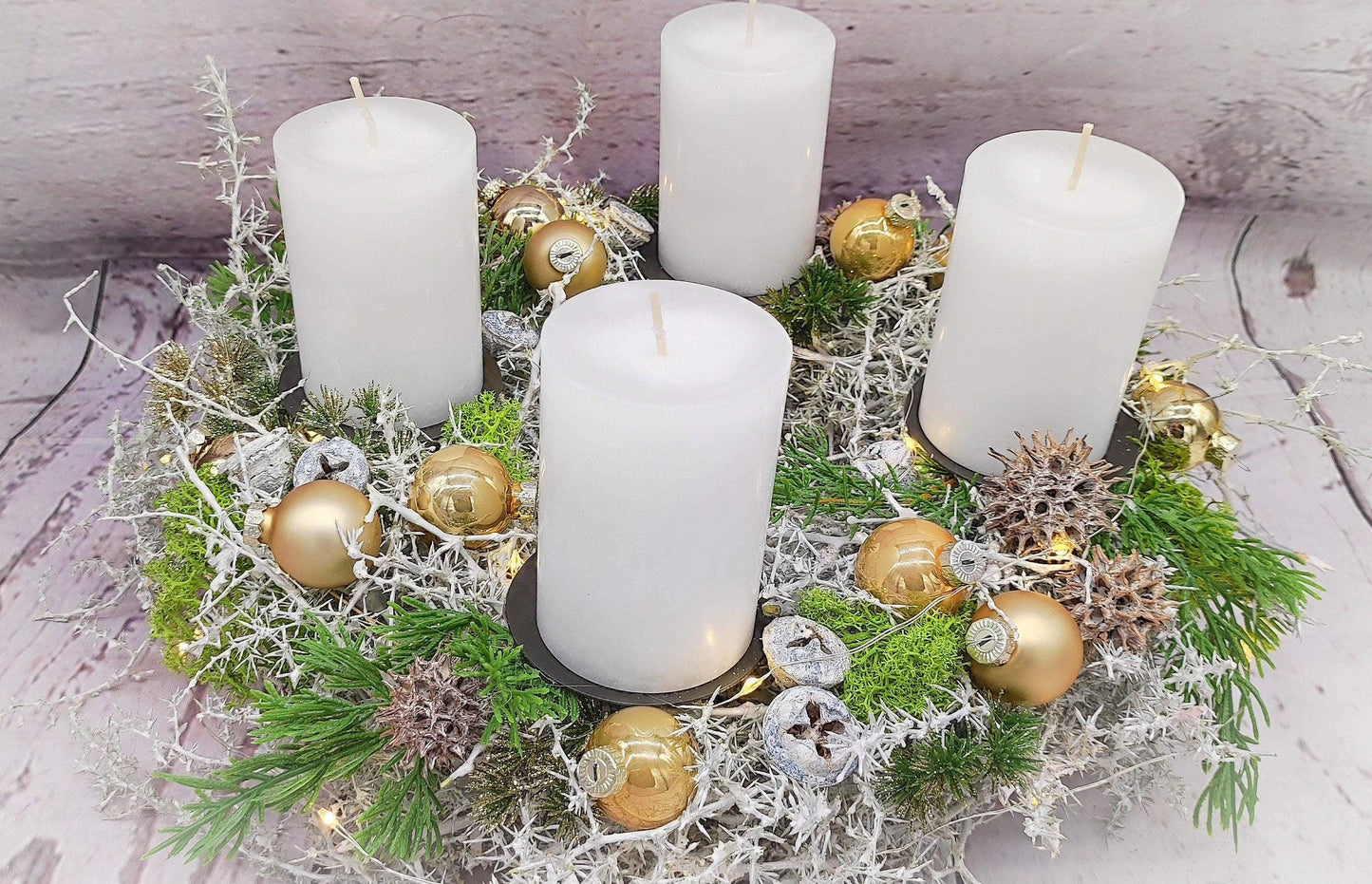 Adventskranz Bastelpaket Aus der Zeitschrift Advents Floristik Adventskalender Asparagus Zapfen mehrjährig groß rund – handgemacht aus Seiden- und Kunstblumen, langlebig & pflegeleicht von SarahsFlowerStudio