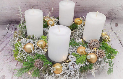 Adventskranz Bastelpaket Aus der Zeitschrift Advents Floristik Adventskalender Asparagus Zapfen mehrjährig groß rund – handgemacht aus Seiden- und Kunstblumen, langlebig & pflegeleicht von SarahsFlowerStudio