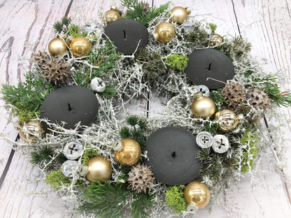 Adventskranz Bastelpaket Aus der Zeitschrift Advents Floristik Adventskalender Asparagus Zapfen mehrjährig groß rund – handgemacht aus Seiden- und Kunstblumen, langlebig & pflegeleicht von SarahsFlowerStudio