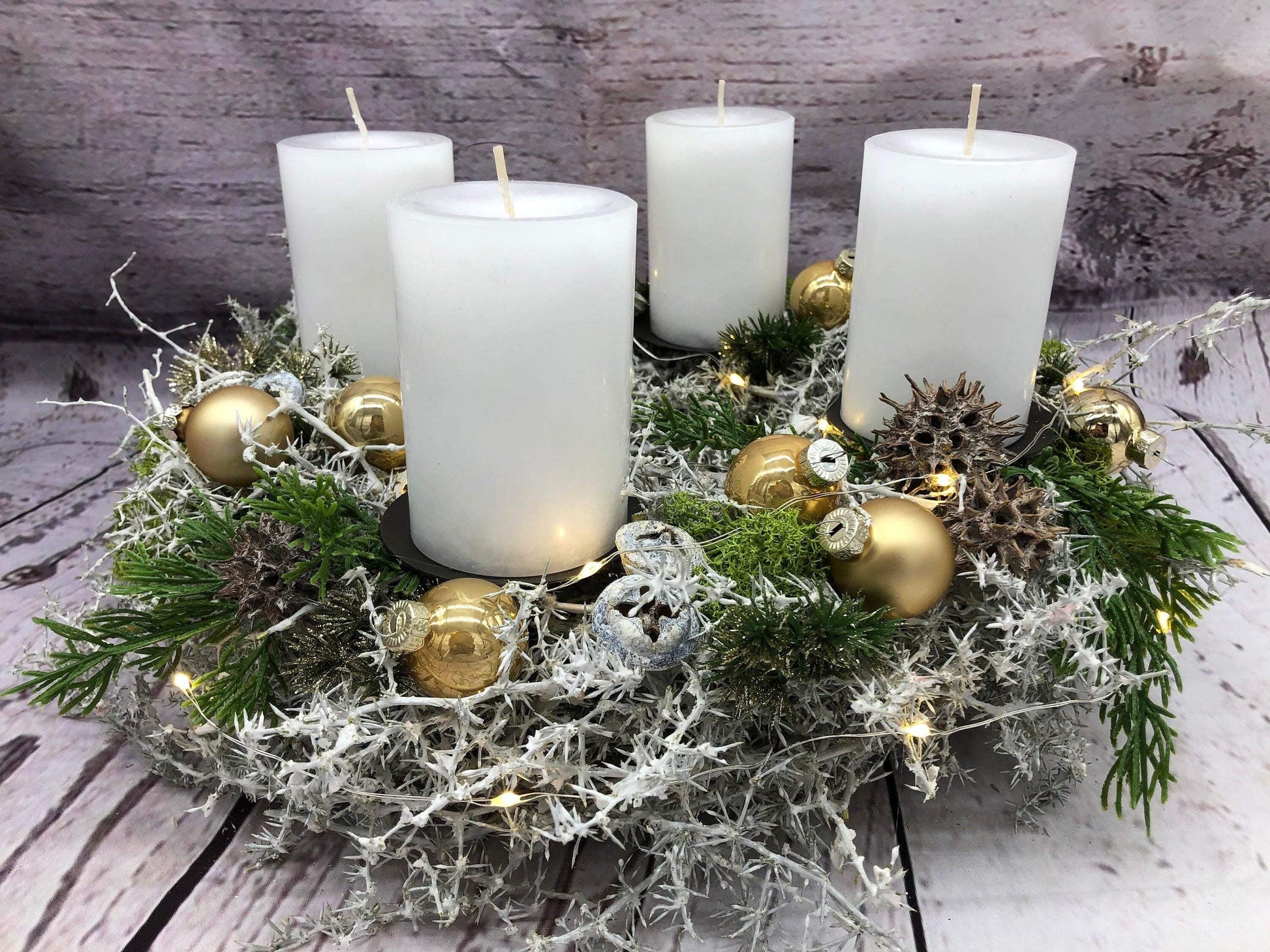 Adventskranz Bastelpaket Aus der Zeitschrift Advents Floristik Adventskalender Asparagus Zapfen mehrjährig groß rund – handgemacht aus Seiden- und Kunstblumen, langlebig & pflegeleicht von SarahsFlowerStudio