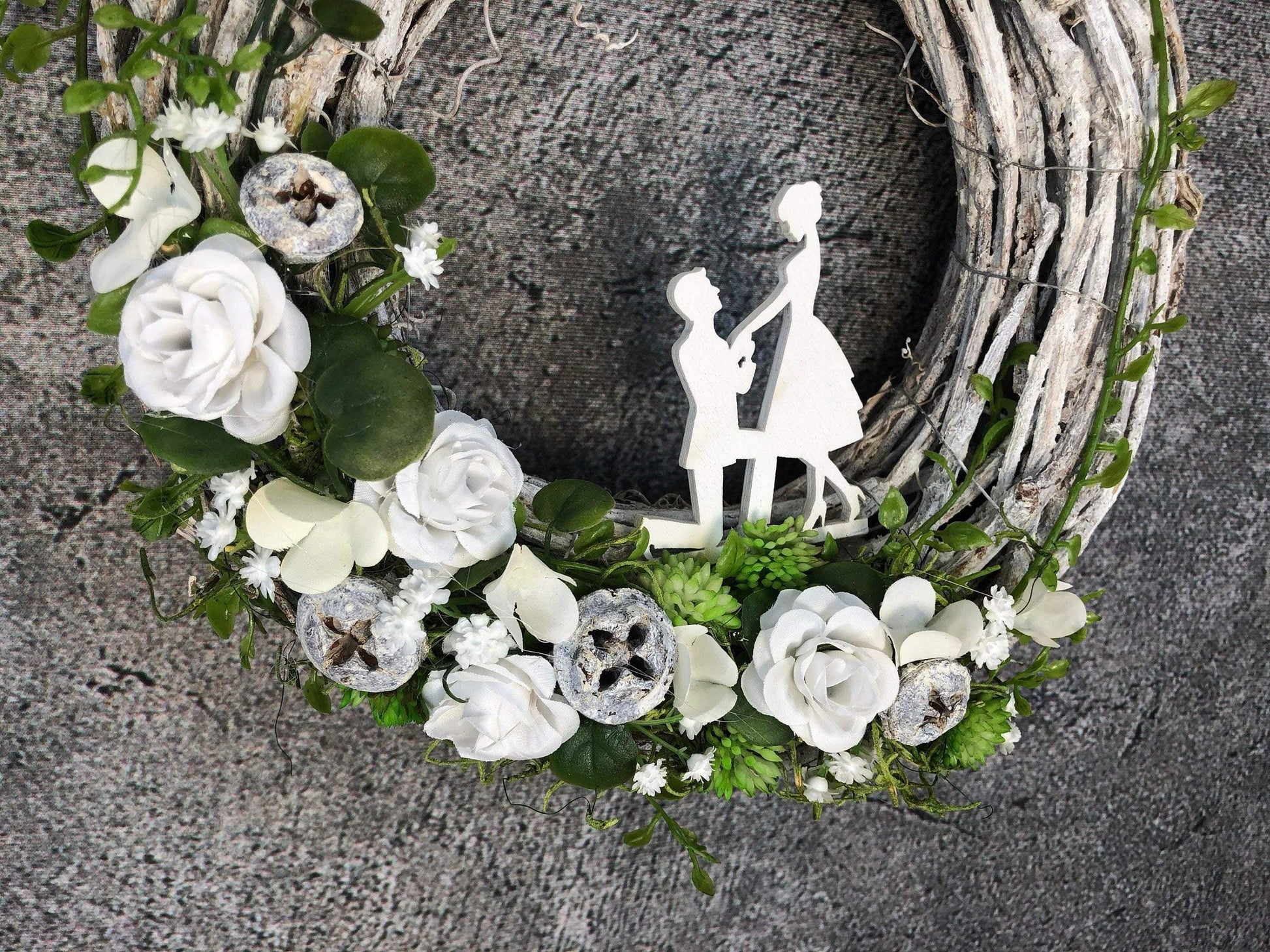 Hochzeit Türkranz Türdeko Dekoration Kranz Wedding schleierkraut Herbst – handgemacht aus Seiden- und Kunstblumen, langlebig & pflegeleicht von SarahsFlowerStudio