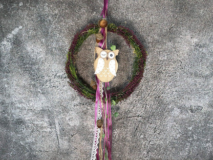 Türkranz Heide Eule Herbst Herbstlich Türschmuck Modern Wunschfarbe Wunschgröße Tür Schmuck ganzjährig – handgemacht aus Seiden- und Kunstblumen, langlebig & pflegeleicht von SarahsFlowerStudio