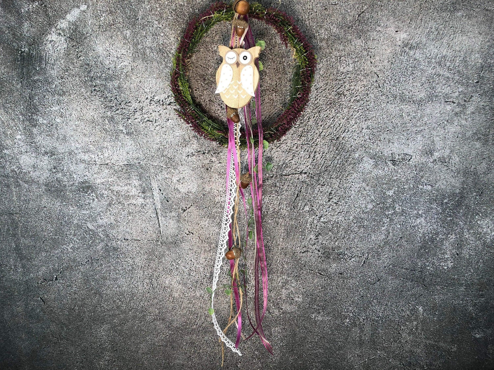 Türkranz Heide Eule Herbst Herbstlich Türschmuck Modern Wunschfarbe Wunschgröße Tür Schmuck ganzjährig – handgemacht aus Seiden- und Kunstblumen, langlebig & pflegeleicht von SarahsFlowerStudio