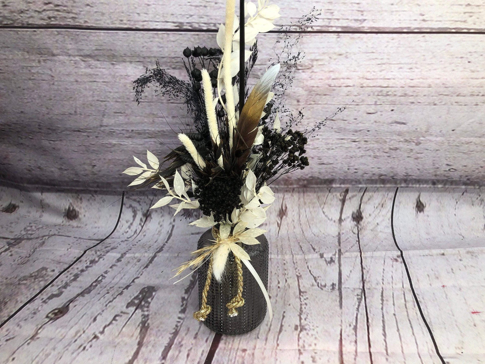 Tischdeko Blumen Tischgesteck Strauß Gläser Flasche Gräser Trockenblumen Trockenmaterial Natur natürlich dried bouquet dried Flowers – handgemacht aus Seiden- und Kunstblumen, langlebig & pflegeleicht von SarahsFlowerStudio