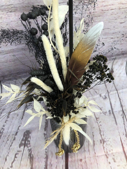 Tischdeko Blumen Tischgesteck Strauß Gläser Flasche Gräser Trockenblumen Trockenmaterial Natur natürlich dried bouquet dried Flowers – handgemacht aus Seiden- und Kunstblumen, langlebig & pflegeleicht von SarahsFlowerStudio