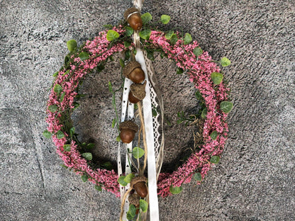 Türkranz Heide Erika Herz Eicheln Eichel Herbst Herbstlich Türschmuck Modern Wunschfarbe Wunschgröße Tür Schmuck ganzjährig – handgemacht aus Seiden- und Kunstblumen, langlebig & pflegeleicht von SarahsFlowerStudio