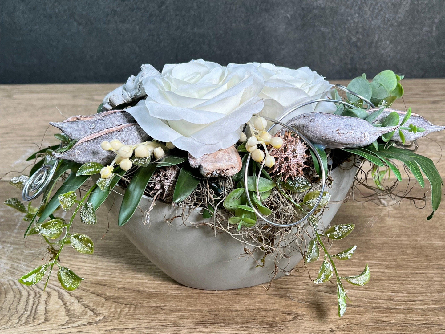 Grabgesteck Rose Seidenblumen – langlebige Grabdekoration – Grabgesteck – SarahsFlowerStudio
