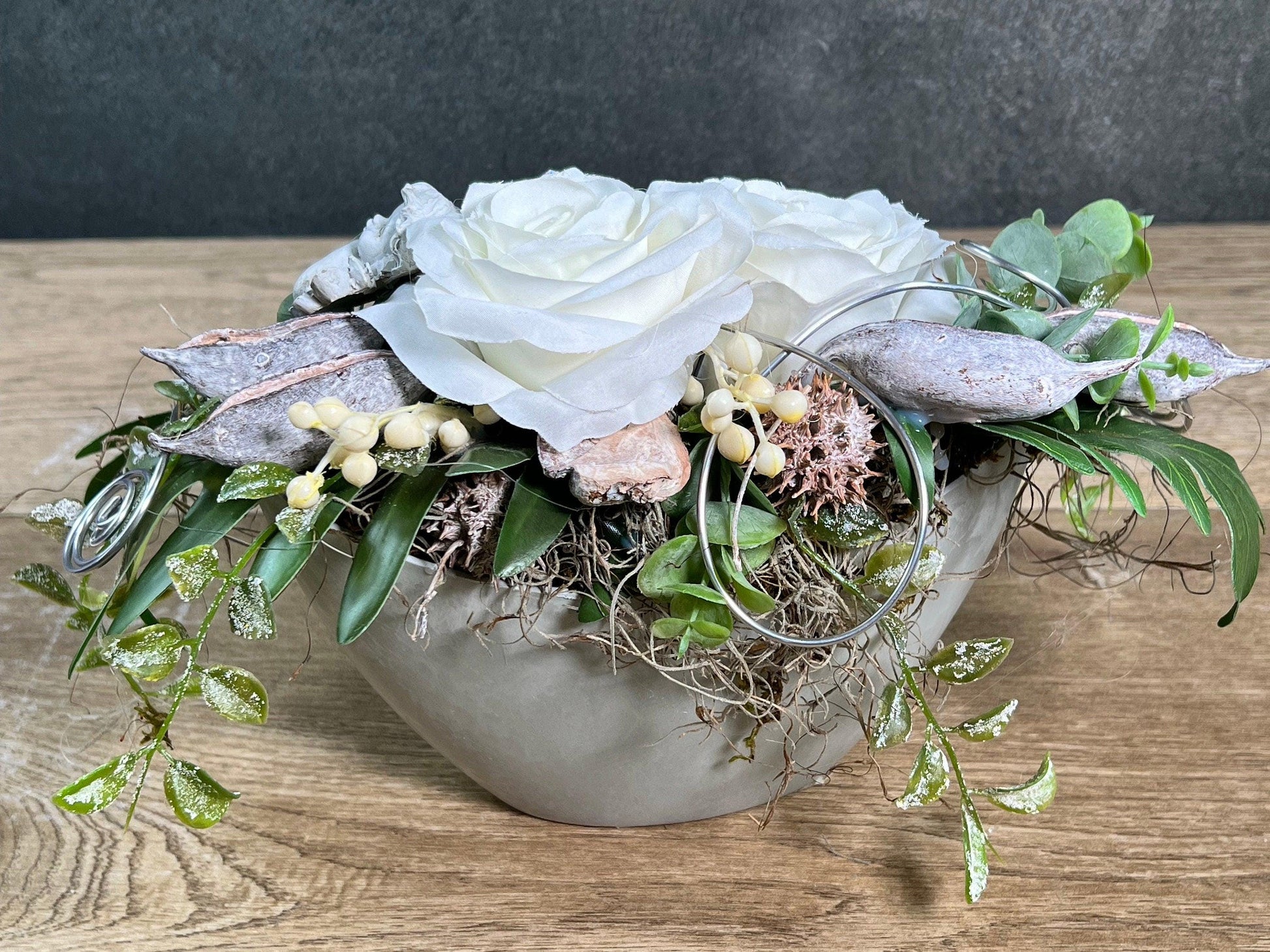 Grabgesteck Rose Seidenblumen – langlebige Grabdekoration – Grabgesteck – SarahsFlowerStudio
