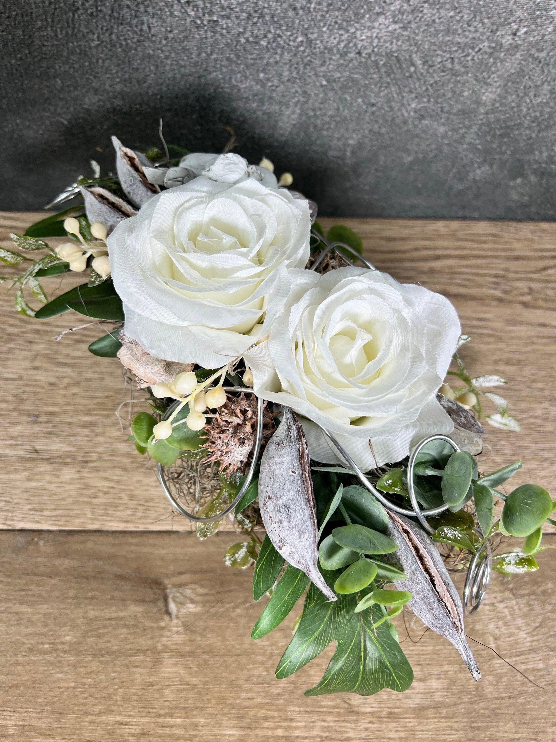Grabgesteck Rose Seidenblumen – langlebige Grabdekoration – Grabgesteck – SarahsFlowerStudio