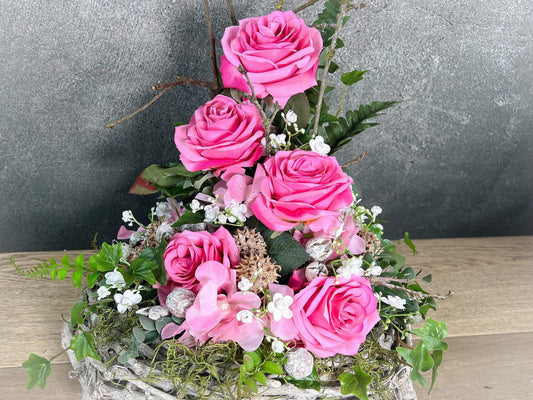 Grabgesteck Allerheiligen Grabschmuck Rose Hortensie Wunschfarbe Grabdeko Grabdekoration Allerheiligen – handgemacht aus Seiden- und Kunstblumen, langlebig & pflegeleicht von SarahsFlowerStudio