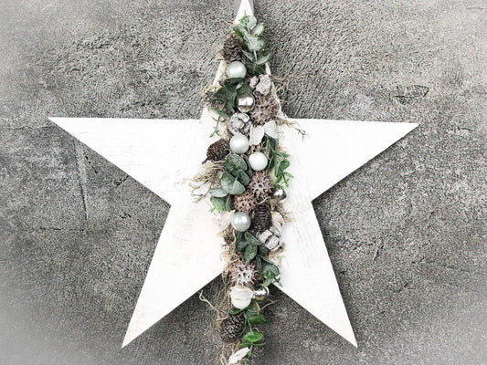 Advent Türkranz Stern 40cm Stern Türdekoration Türschmuck Fensterdeko Weihnachten Weihnachtsdekoration – handgemacht aus Seiden- und Kunstblumen, langlebig & pflegeleicht von SarahsFlowerStudio