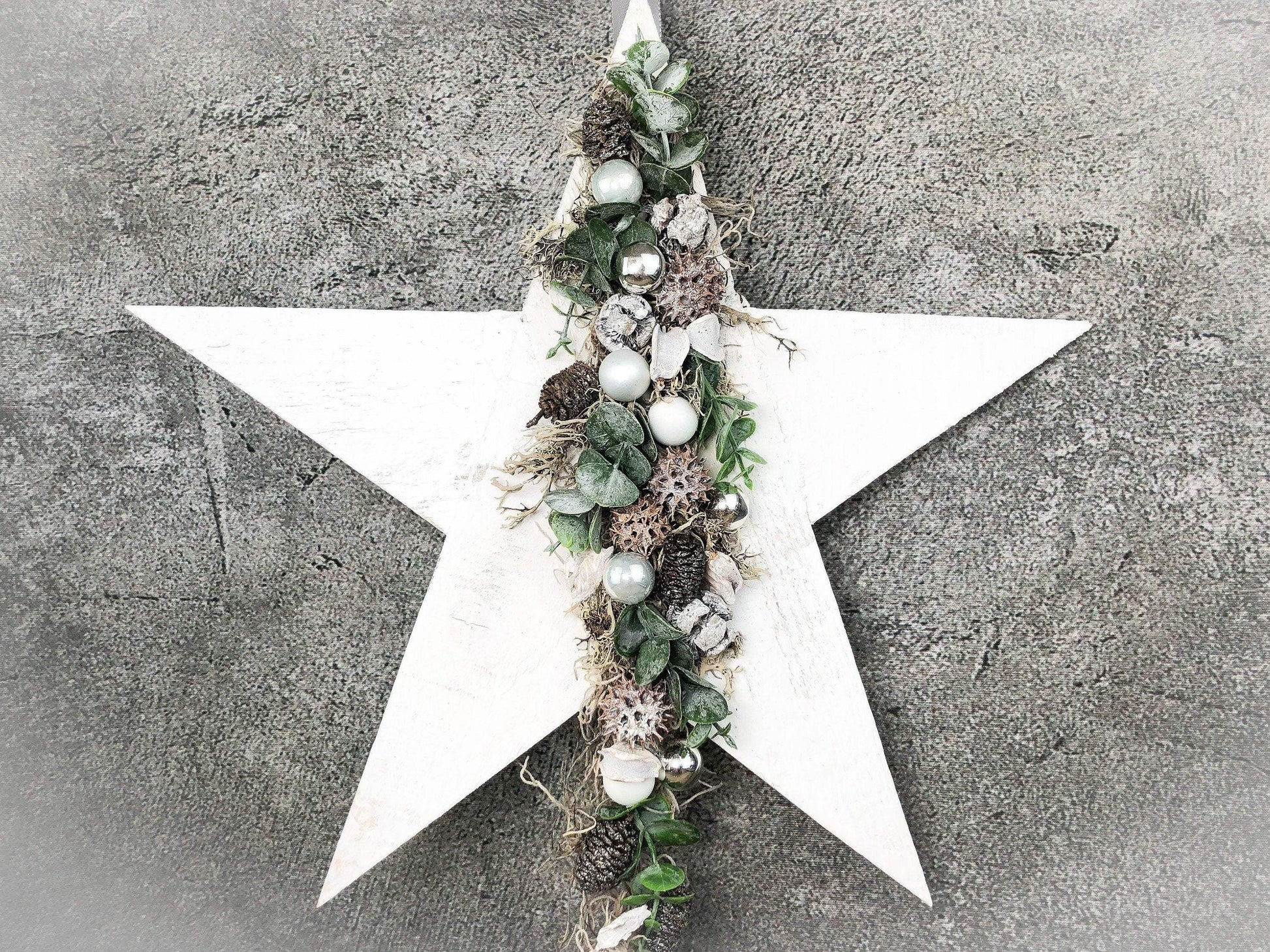 Advent Türkranz Stern 40cm Stern Türdekoration Türschmuck Fensterdeko Weihnachten Weihnachtsdekoration – handgemacht aus Seiden- und Kunstblumen, langlebig & pflegeleicht von SarahsFlowerStudio