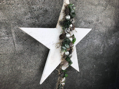 Advent Türkranz Stern 40cm Stern Türdekoration Türschmuck Fensterdeko Weihnachten Weihnachtsdekoration – handgemacht aus Seiden- und Kunstblumen, langlebig & pflegeleicht von SarahsFlowerStudio