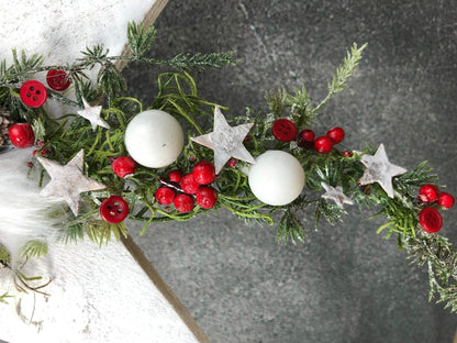 Advent Türkranz Stern 40cm Wichtel Stern Türdekoration Türschmuck Fensterdeko Weihnachten Weihnachtsdekoration – handgemacht aus Seiden- und Kunstblumen, langlebig & pflegeleicht von SarahsFlowerStudio