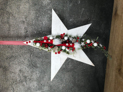 Advent Türkranz Stern 40cm Wichtel Stern Türdekoration Türschmuck Fensterdeko Weihnachten Weihnachtsdekoration – handgemacht aus Seiden- und Kunstblumen, langlebig & pflegeleicht von SarahsFlowerStudio