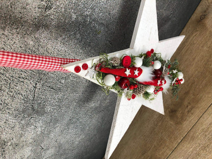 Advent Türkranz Stern 40cm Wichtel Stern Türdekoration Türschmuck Fensterdeko Weihnachten Weihnachtsdekoration – handgemacht aus Seiden- und Kunstblumen, langlebig & pflegeleicht von SarahsFlowerStudio
