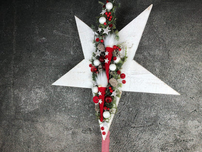 Advent Türkranz Stern 40cm Wichtel Stern Türdekoration Türschmuck Fensterdeko Weihnachten Weihnachtsdekoration – handgemacht aus Seiden- und Kunstblumen, langlebig & pflegeleicht von SarahsFlowerStudio