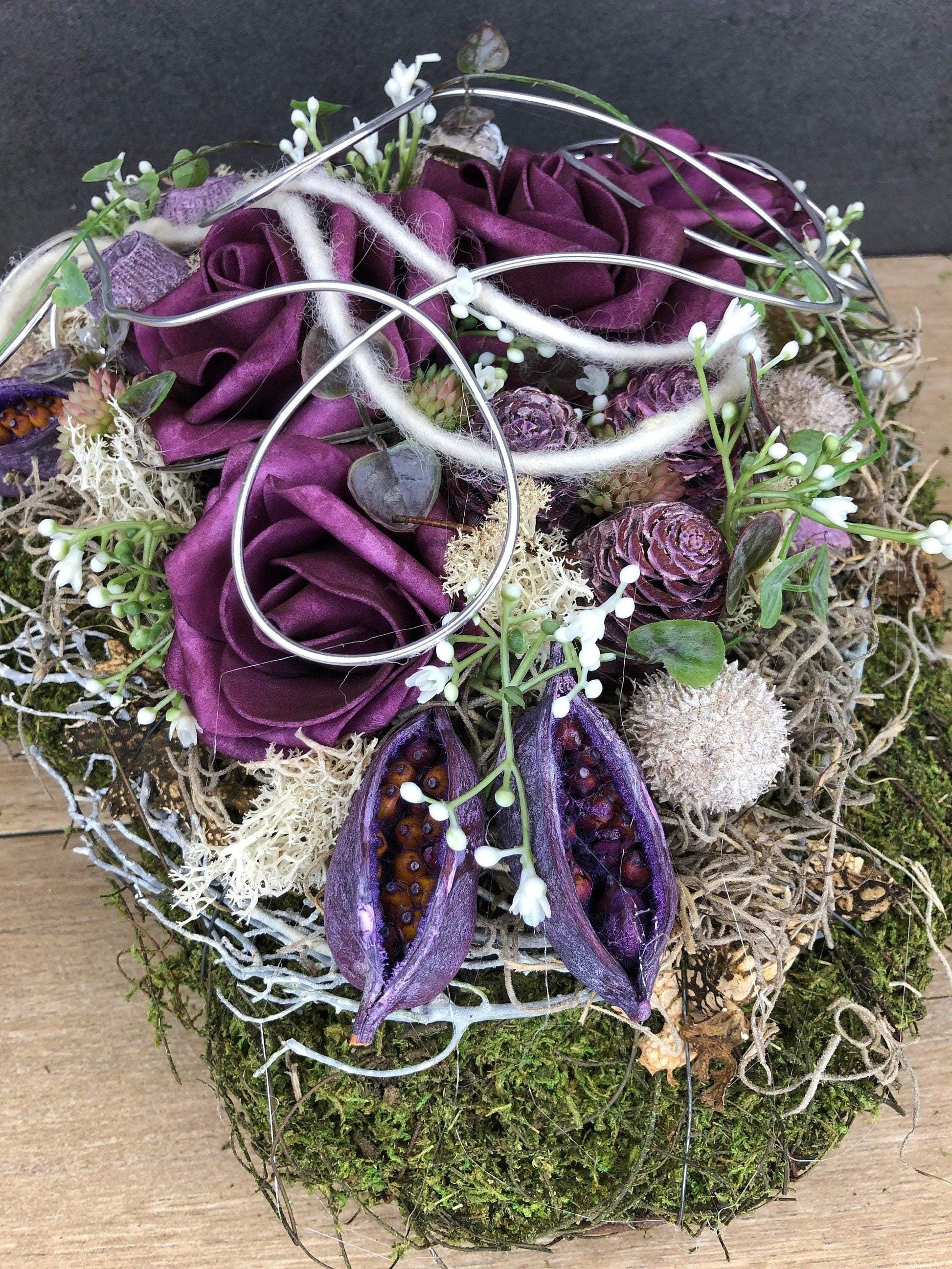 Grabgesteck Grabschmuck Herz Grabdekoration Grabschmuck Allerheiligen Engel Rose – handgemacht aus Seiden- und Kunstblumen, langlebig & pflegeleicht von SarahsFlowerStudio