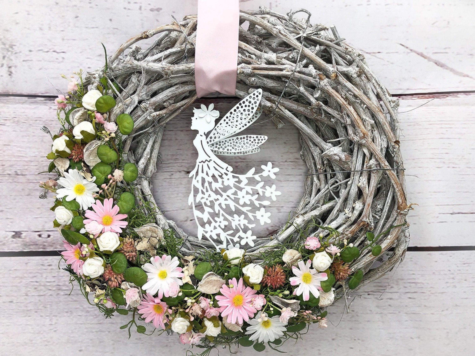 Türkranz Türdeko Türschmuck Kirschblüten Fee Modern ganzjährig Tür Schmuck Herbst – handgemacht aus Seiden- und Kunstblumen, langlebig & pflegeleicht von SarahsFlowerStudio