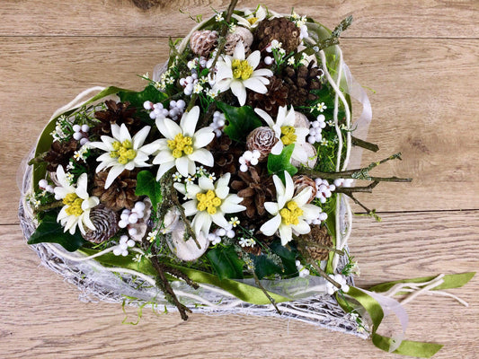 Urnengesteck Rose Seidenblumen – langlebiger Urnenschmuck – für Außenb – Grabgesteck – SarahsFlowerStudio