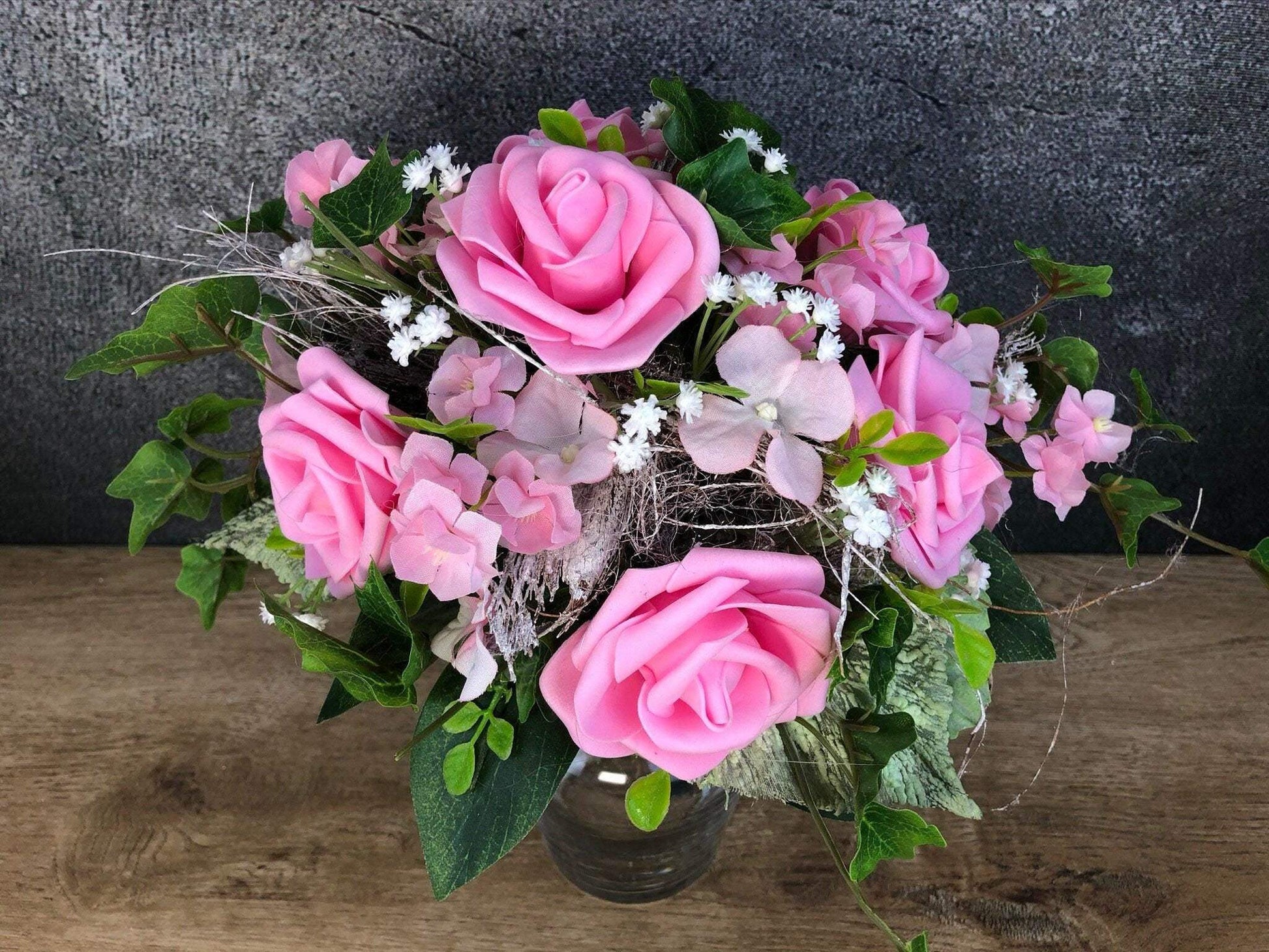 Grabgesteck Grabschmuck Grabvase Grabstrauß Grabdekoration Grabschmuck Allerheiligen – handgemacht aus Seiden- und Kunstblumen, langlebig & pflegeleicht von SarahsFlowerStudio