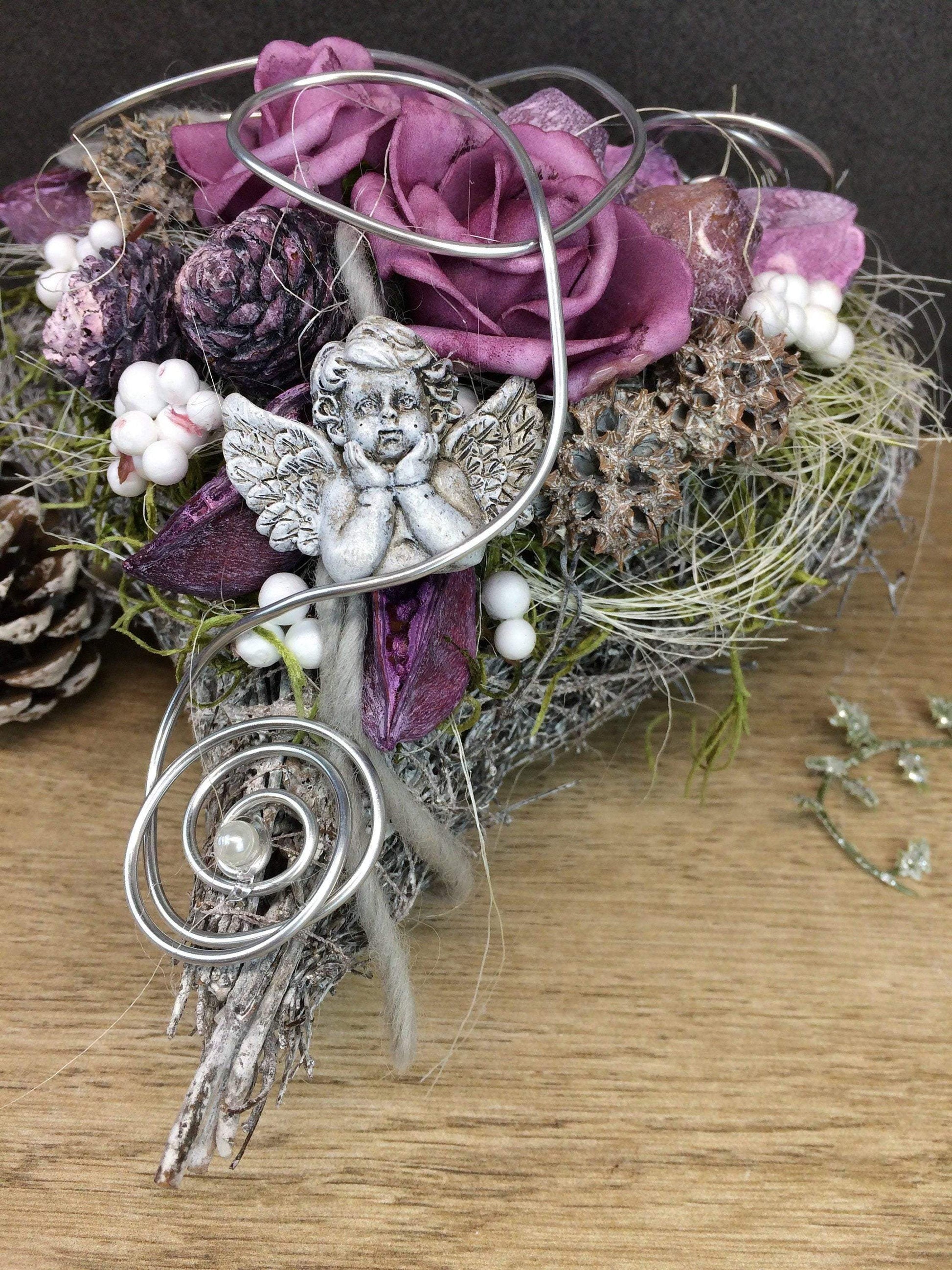 Grabgesteck Grabschmuck Herz Wunschgröße Grabdekoration Grabschmuck Allerheiligen – handgemacht aus Seiden- und Kunstblumen, langlebig & pflegeleicht von SarahsFlowerStudio