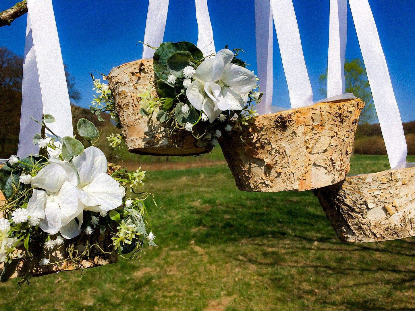 Blumenmädchen Korb Blumenmädchen Korb Blumenkörbchen Streukörbchen Blumenstreukörbchen Birke Eukalyptus Hortensie – handgemacht aus Seiden- und Kunstblumen, langlebig & pflegeleicht von SarahsFlowerStudio