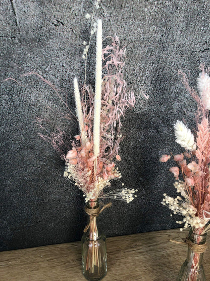 Tischdeko 3er Set Blumen Tischgesteck Strauß Gläser Flasche Gräser Trockenblumen Trockenmaterial Natur natürlich dried bouquet dried Flowers – handgemacht aus Seiden- und Kunstblumen, langlebig & pflegeleicht von SarahsFlowerStudio
