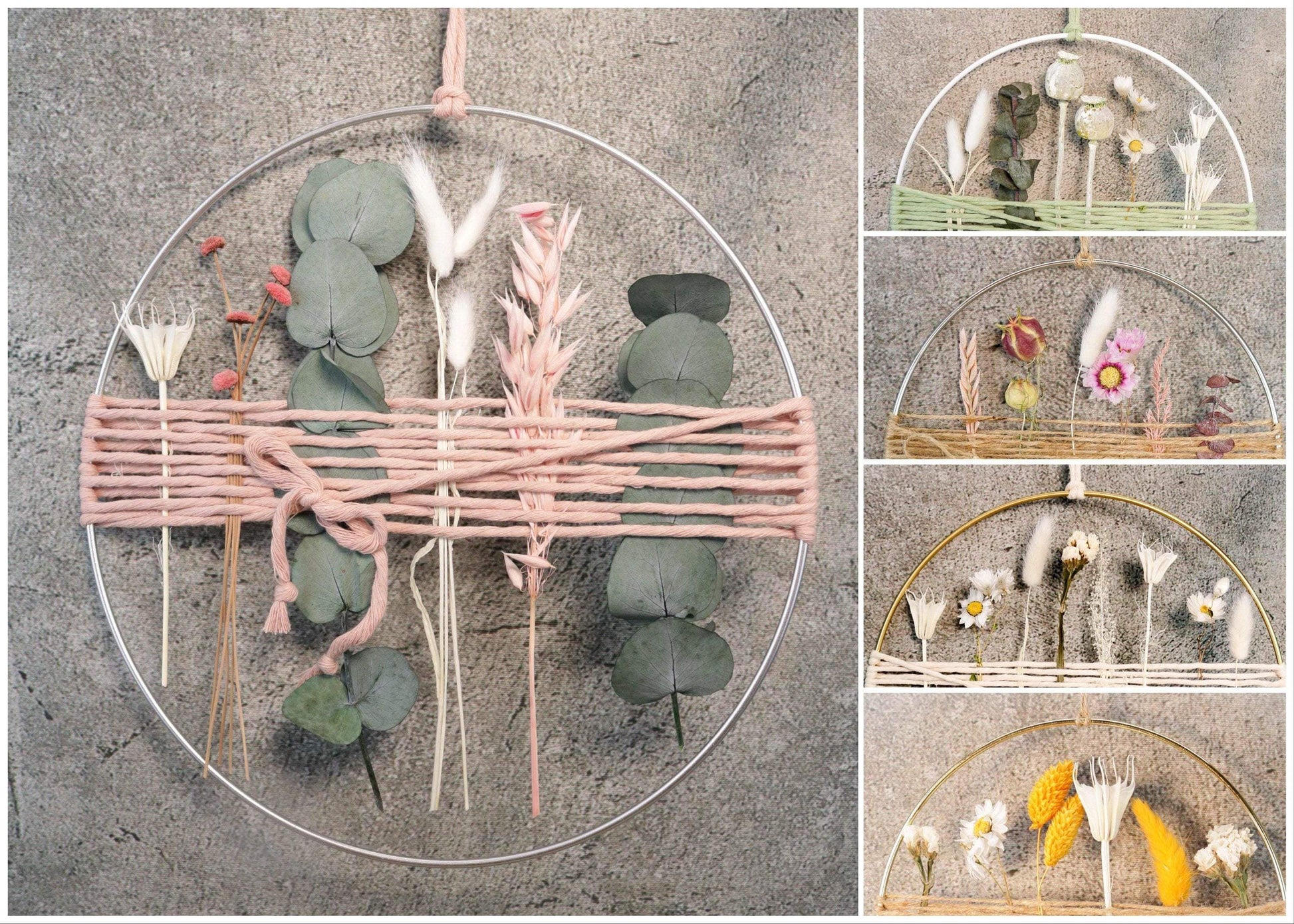 Türkranz Kranz Ring Stickrahmen Gräser Holzring Stickring Stickreif Trockenblumen Natur natürlich Hoop Fensterdeko – handgemacht aus Seiden- und Kunstblumen, langlebig & pflegeleicht von SarahsFlowerStudio