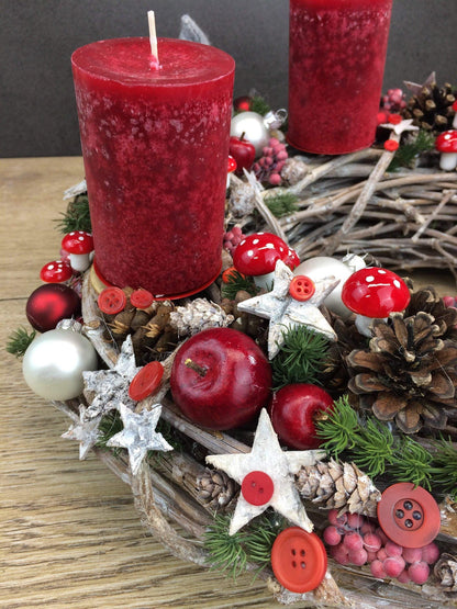 Adventskranz Adventskalender – handgemacht aus Seiden- und Kunstblumen, langlebig & pflegeleicht von SarahsFlowerStudio