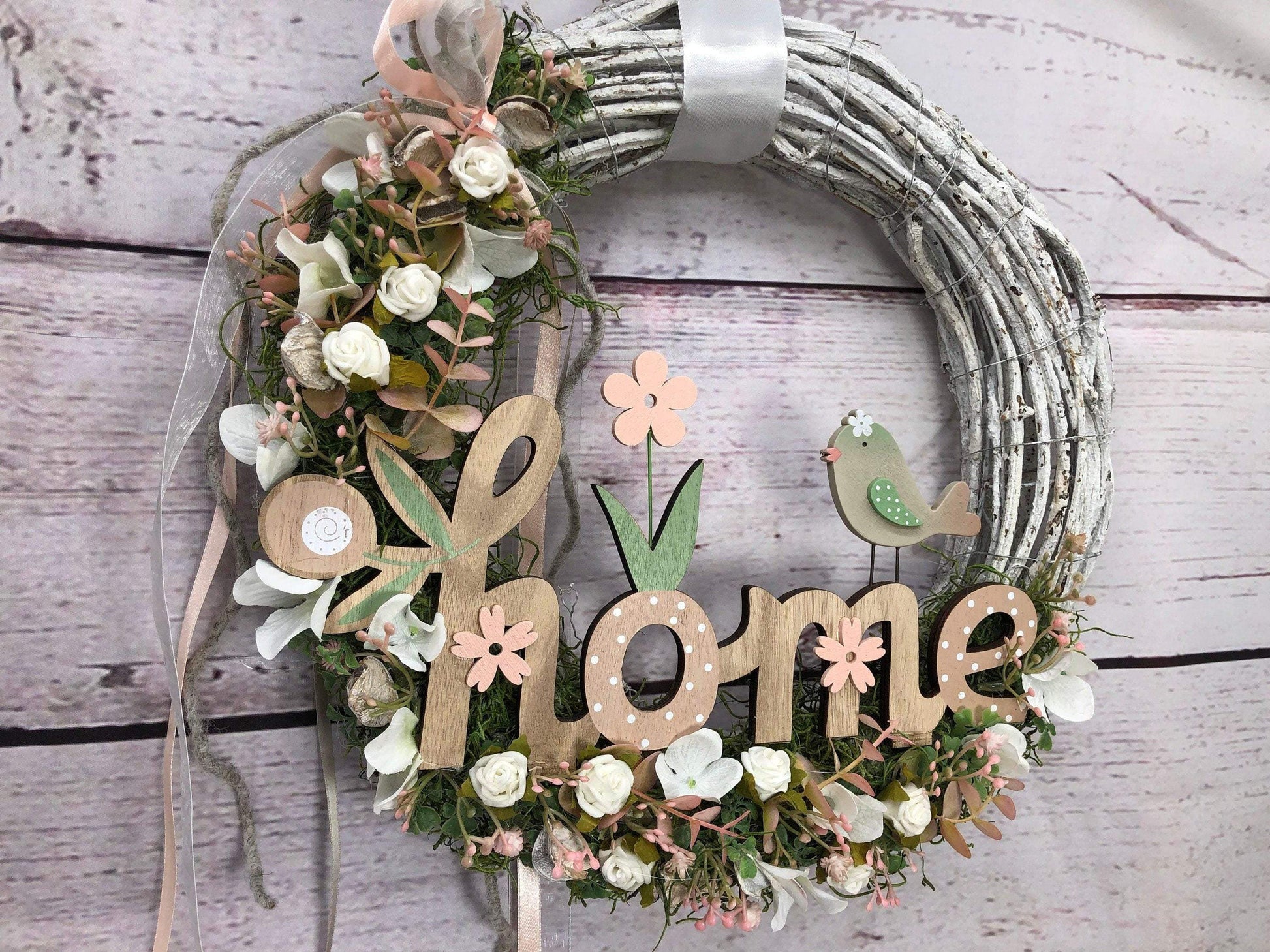 Türkranz Türdeko Home Vogel Türschmuck Kirschblüten Modern ganzjährig Tür Schmuck Herbst – handgemacht aus Seiden- und Kunstblumen, langlebig & pflegeleicht von SarahsFlowerStudio