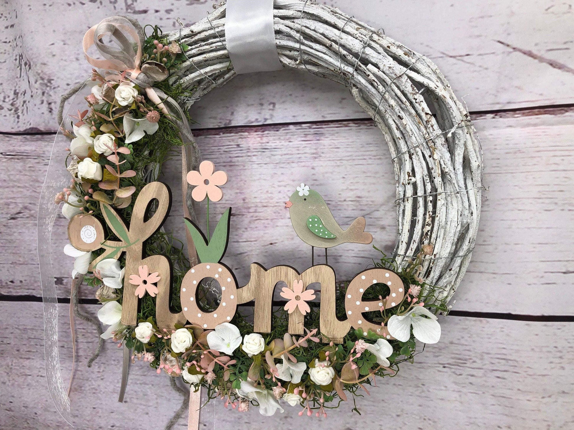 Türkranz Türdeko Home Vogel Türschmuck Kirschblüten Modern ganzjährig Tür Schmuck Herbst – handgemacht aus Seiden- und Kunstblumen, langlebig & pflegeleicht von SarahsFlowerStudio
