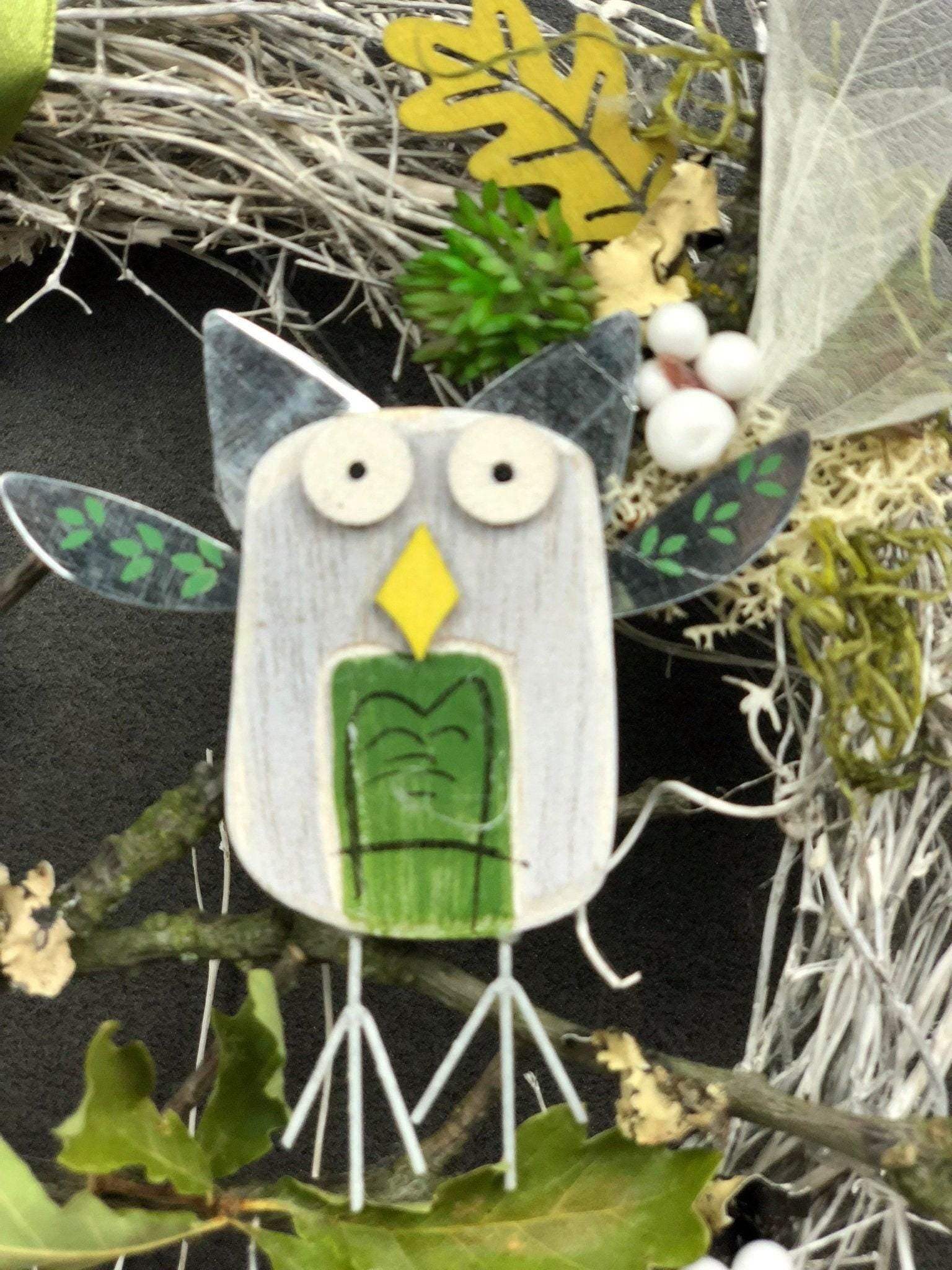 Türkranz 22cm Türdeko Türschmuck Eule Modern Tür Schmuck Herbst herbstlich ganzjährig Herbst – handgemacht aus Seiden- und Kunstblumen, langlebig & pflegeleicht von SarahsFlowerStudio