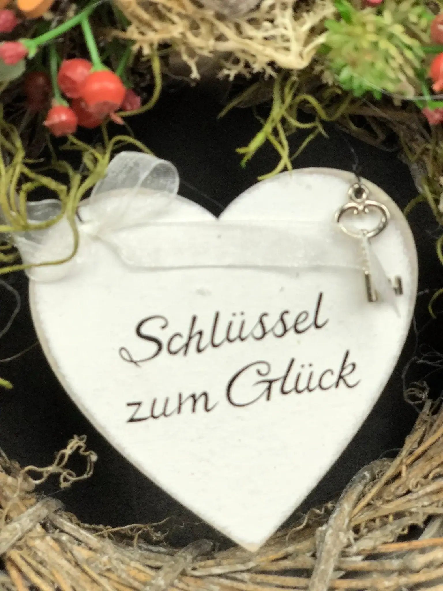 Türkranz 22cm Türdeko Türschmuck Herz Schlüssel zum Herz Modern Tür Schmuck Herbst herbstlich ganzjährig Herbst – handgemacht aus Seiden- und Kunstblumen, langlebig & pflegeleicht von SarahsFlowerStudio
