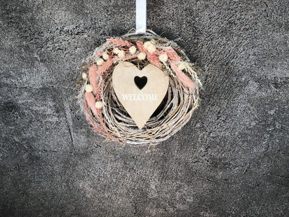 Türkranz Kranz Türschmuck Welcome Herz Gräser Herbst Herbstlich Trockenblumen Trockenmaterial Natur natürlich dried bouquet dried Flowers – handgemacht aus Seiden- und Kunstblumen, langlebig & pflegeleicht von SarahsFlowerStudio